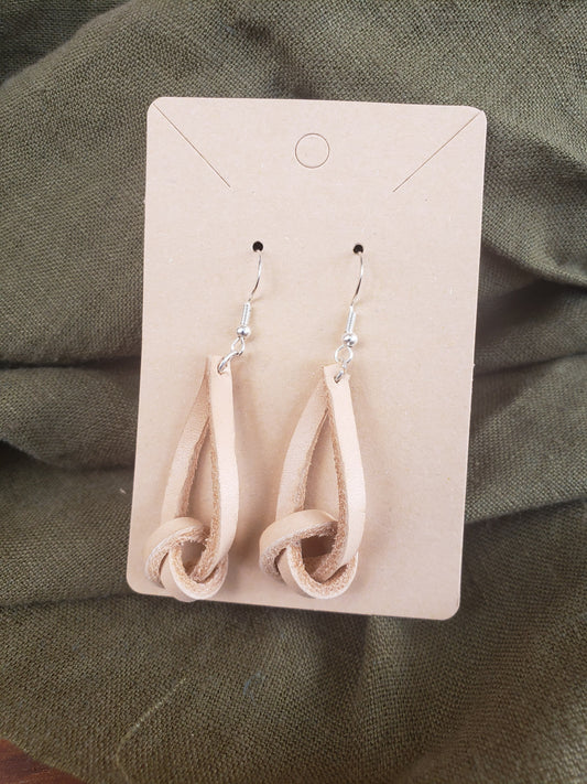 Undyed Leather Knot Earrings